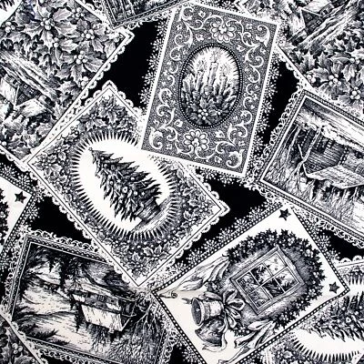 Traditions Moda Cotton Quilting Fabric Sentimental Studios Black 15891 FQ 18x22 - Image 1 of 3