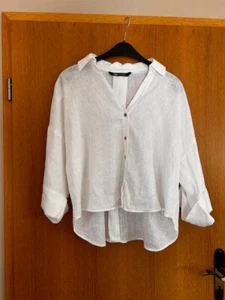 Bluse Leinenbluse Zara Gr. 42 XL sehr neuwertig weiß - Bild 1 von 11