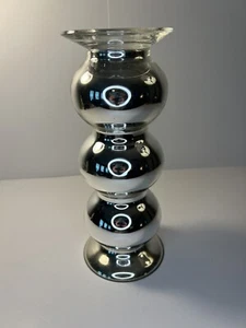 Mercury Glass Pillar Candle Holder Stack Ball Shape 10” Contemporary Modern MCM - Picture 1 of 7
