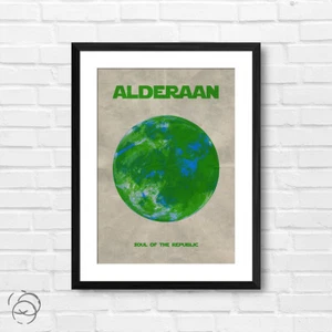 Impresión de póster postal planeta estilo retro mínimo vintage de Alderaan Guerra de las Galaxias - Imagen 1 de 14