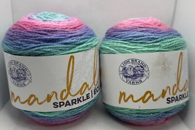Lion Brand Yarns Mandala Sparkle Draco 3.5oz 328yards Lot 2 Multicolor Cake Yarn - Image 1 of 4