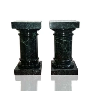 Set Columns Bookend Marble Green Italian Marble Column Book H 17cm - Picture 1 of 1