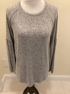 Neu mit Etikett Old Navy weicher Strickpullover Rundhalsausschnitt meliert grau Viskose-Mischung LS Oberteil Größe M - Bild 1 von 6