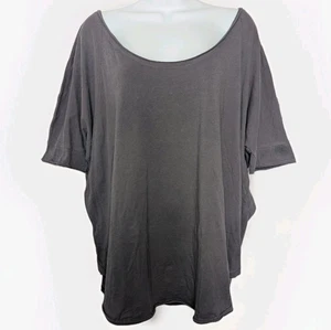 Camiseta We The Free People Gris Top Dobladillo Enrollado Suelta Boxy Boyfriend Camiseta Alta Baja M - Imagen 1 de 7