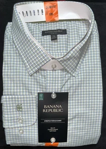 Banana Republic Herren Popeline Stretch Hemd, blau-weiß, XXL - Bild 1 von 5