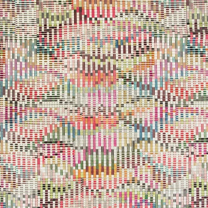 Black Edition Colorful Grid Velvet Uphol Fabric- Nyoka / Multi 3.35 yds 9098/02 - Image 1 of 2