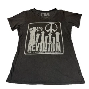 John Lennon Revolution T-Shirt Beatles 1968 Album Peace Sign Fist Retro Look USA - Picture 1 of 6