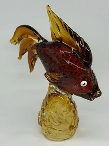 Pesce di Murano Koi occhi grandi pesce rosso arancione grande 13,5” alto 7,5 libbre. Ottime condizioni - Foto 1 di 9