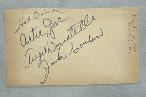 1955 MLB Umpires Dixon, Gore, Donatelli & Jock Conlon Cut Auto Page 8/25/55 - Picture 1 of 2