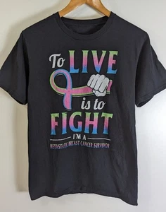 CAMISETA CONCIENCIACIÓN CÁNCER DE MAMA METASTÁSICO MUJER VIVIR ES LUCHAR TALLA L - Imagen 1 de 5