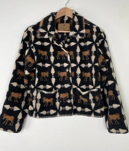 Vintage Barn Fly Printed Fleece Short Jacket Ranch Western Womens Size Medium - Picture 1 of 9