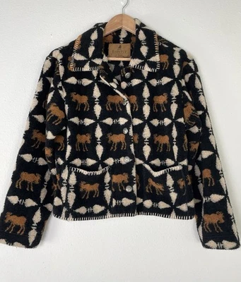 Vintage Barn Fly Printed Fleece Short Jacket Ranch Western Womens Size Medium - Image 1 of 4
