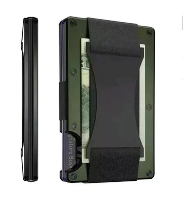 The Ridge Style Titanium Metal RFID Blocking Men's Wallet With Strap USA SELLER - Image 1 of 4