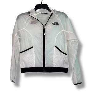 The North Face Jacket Large Youth White Full Zip Pocket Hooded Windbreaker Girls - Picture 1 of 6
