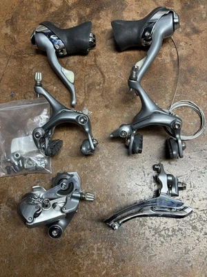 Shimano 600 Shifters STI Tricolor Mini Group, FD, RD & Brake Calipers Vintage - Image 1 of 4
