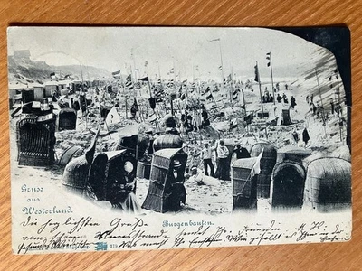 Alte Ansichtskarte 1900 Gruss aus Westerland, Burgenbauten am Strand - Bild 1 von 2