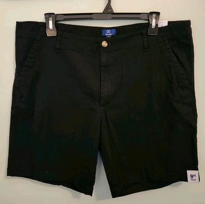 George Men's SIZE 40 Flat Front Twill Shorts 9" Inseam BLACK #10725 - Image 1 of 4