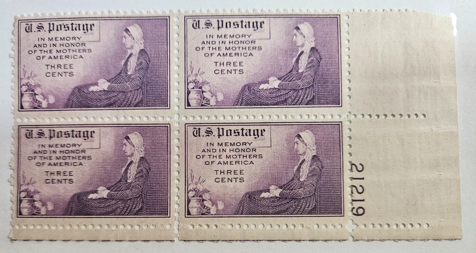 US Stamp Sc 737, 3c Mothers, Plate Blk of 4, MLH F/VF CV$1.00(510A87) - Image 1 of 1