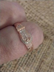 Natural PinkDiamond (I3)WhiteDiamondBuckleRing/VermeilRG&Plat/Slvr,Sz10,TCW=0.25 - Picture 1 of 15