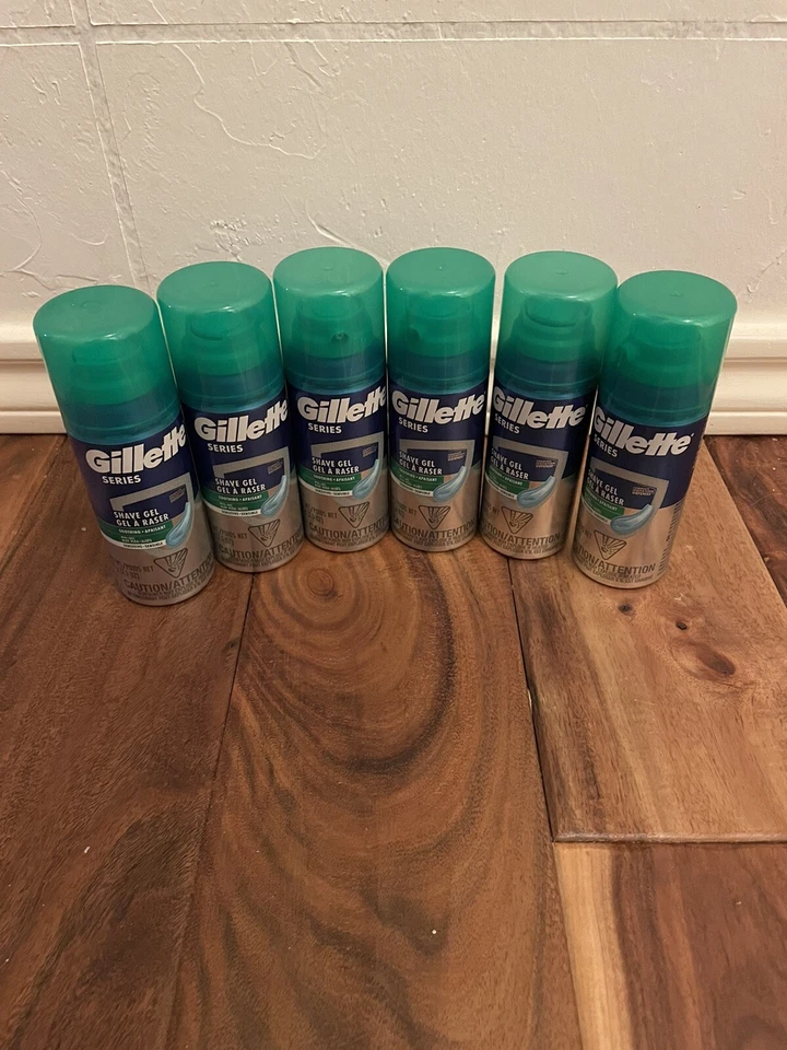6 gillette series 3x action sensitive skin shave gel 2.5oz ea travel size - Image 1 of 1