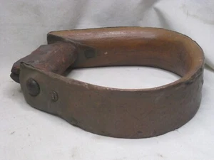 single antique stirrup equestrian decor copper ? & wood western saddle decor - Picture 1 of 12