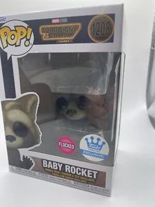 Funko Pop, Baby Rocket, Guardians of the Galaxy, Flocked, Funko Exclusive, #1208 - Picture 1 of 4