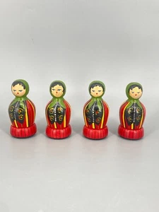 * 4 x FADEN SPULE FADENHALTER POLEN PUPPE HOLZ VINTAGE FADENSPULE POLNISCH - Bild 1 von 14