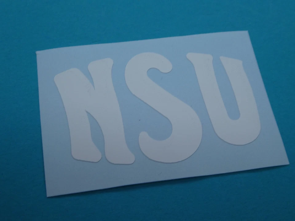 NSU "NSU" Schriftzug Logo 60mm x 38mm Aufkleber Abziehbild Weiss Neu 1 Stück - Bild 1 von 1