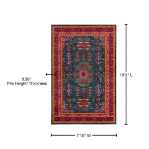 Livabliss Indoor Area Rug 8 ' X 10 ' Machine-Made Polypropylene Material Teal - Picture 1 of 6