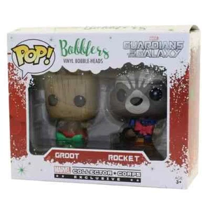 Funko Pop Bobblers Marvel's Collector Corp Holiday Groot & Rocket Ornaments - Picture 1 of 2