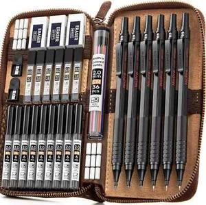 Nicpro 30PCS Schwarz Metall Druckbleistift Set in Lederetui, Art Drafting - Bild 1 von 8