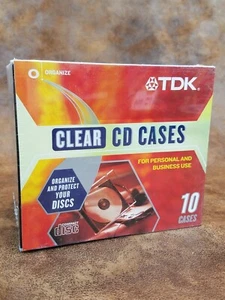 TDK Clear CD 10 Cases Sealed New NIP Compact Discs Colored Organize - Picture 1 of 2