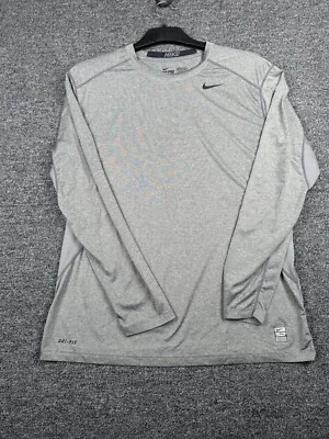 Nike Pro Combat Shirt Mens Extra Large Grey Black  Fitted Dri Fit  Long Sleeve - Image 1 of 4