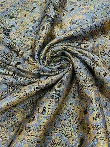 Gold Silver Glitter Snake Design, Glass Nylon Spandex Fabric By Yard - Picture 1 of 4