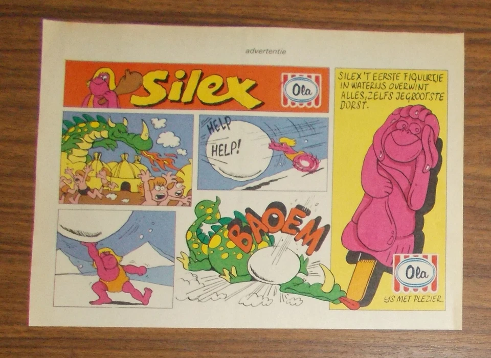 Seltene Werbung Langnese Ola SILEX Eis Steinzeit Comic #4 1980 - Bild 1 von 1
