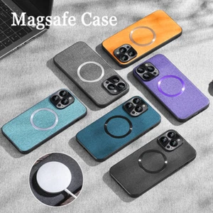 Funda híbrida de tela mate de cuero para teléfono iPhone 16 Pro 15+ 14 13 Pro Max - Imagen 1 de 15