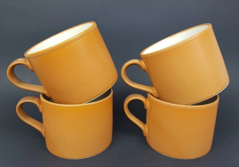 Set of 4 Williams Sonoma Ranch Flat Coffee Cup 2.75" Mugs Modern Farm Fall Japan - Image 1 of 4