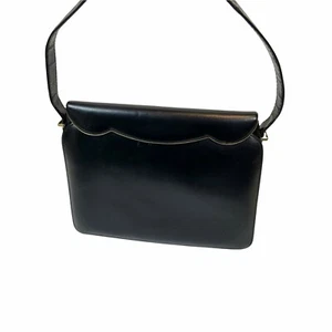 Etra Handbag Purse Vintage Womens Black Leather Inner Zip Pocket Short Strap - Picture 1 of 11