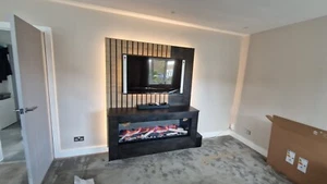 Wall Mounted Media unit With Fire - Picture 1 of 2