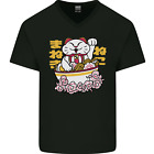 Ramen Lucky Cat Mens V-Neck Cotton T-Shirt