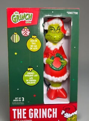 The Grinch Lightshow 3-Marker White Christmas Pathway Markers Stakes - Image 1 of 4