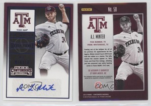 2015 Panini Contenders College Ticket Blue Foil AJ Minter (White Jersey) Auto