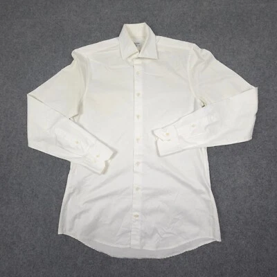 Stenstroms Shirt Mens MEDIUM white Button Up collared long sleeve slim SIZE M - image 1 of 4