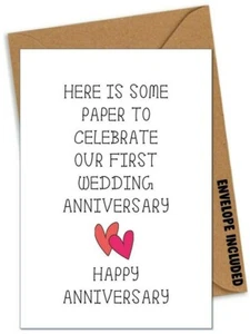 1st First Paper Wedding ANNIVERSARY Card Husband Wife Boyfriend Girlfriend ZV - Picture 1 of 1