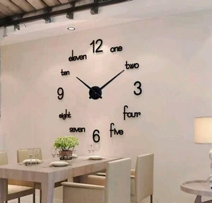 Modern DIY Large Wall Clock 3D CNC Cut Wooden Sticker Watch Decor - Picture 1 of 4