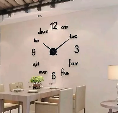 Modern DIY Large Wall Clock 3D CNC Cut Wooden Sticker Watch Decor - Image 1 of 4