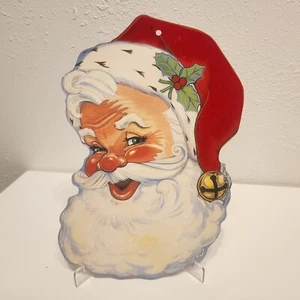 Vintage Weihnachten Stanzform von Eureka Santa mit Twinkle beflockt rot Samt Vintage - Bild 1 von 7
