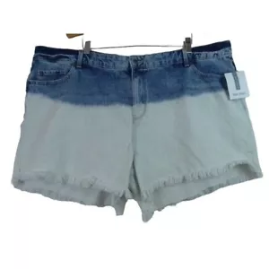 True Craft Women's Shorts Plus Size 24W Bleach Dip Cut Off Denim Jean Shorts - Picture 1 of 8