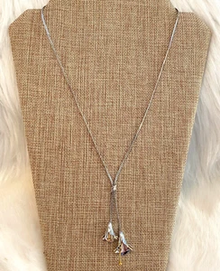 Vintage Avon Floral Necklace Silver Tone Modernist Peasant Boho Coquette 6101 - Picture 1 of 8