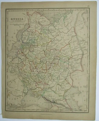 Mapa antiguo de Rusia por William & Robert Chambers 1845 Foto 1 de 2